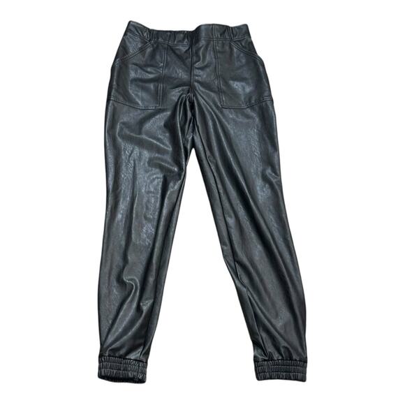 SPANX Black Leather Like Joggers - Picture 2 of 4